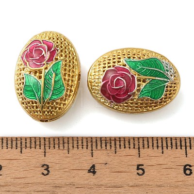 Rack Plating Brass Enamel Beads KK-P276-26C-02G-1