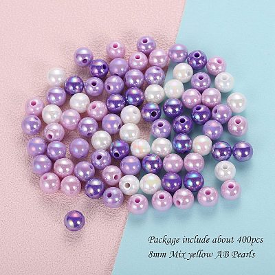 400Pcs 4 Colors Opaque Acrylic Beads MACR-SZ0001-79C-1