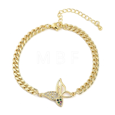 Brass Micro Pave Cubic Zirconia Link Bracelets BJEW-M050-04G-02-1