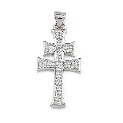 Religion Brass Micro Pave Clear Cubic Zirconia Pendants KK-B177-03P-02-1