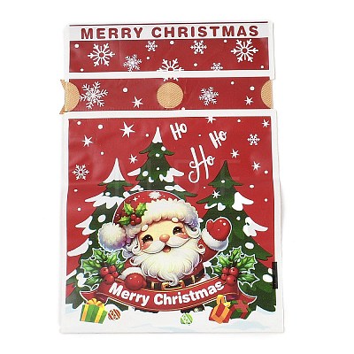 Christmas Santa Claus Plastic Packing Pouches Drawstring Bags ABAG-Q053-03B-1