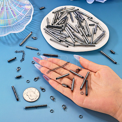 560Pcs 10 Styles Iron Slide On End Clasp Tubes DIY-TA0015-91-1