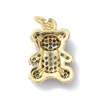 Rack Plating Brass Micro Pave Cubic Zirconia Charms KK-H443-06G-01-1