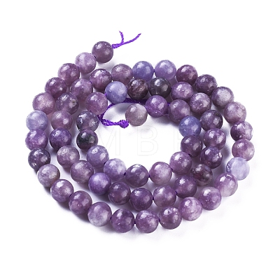 Natural Lepidolite/Purple Mica Stone Beads Strands G-D0020-15-8mm-1