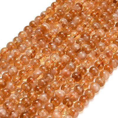 Hearted Natural Citrine Beads Strands G-L663-A02-6mm-1