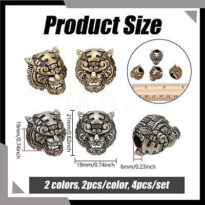 4Pcs 2 Colors Brass Beads KK-NB0004-34-1