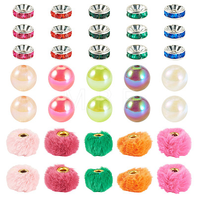 140Pcs 3 Styles Polyester Rabbit Hair with Alloy European Beads DIY-TA0015-26-1