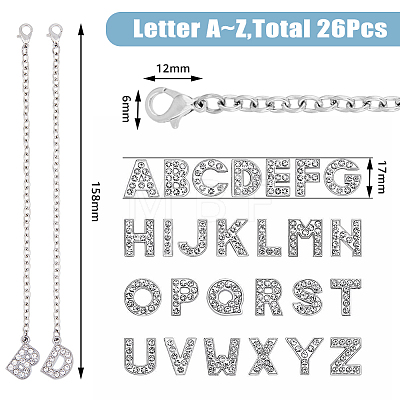 Letter A~Z Alloy Micro Pave Cubic Zirconia Cup Handle Pendant Decorations HJEW-AB00409-1