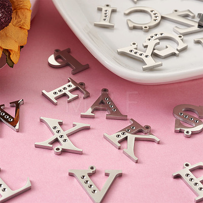 304 Stainless Steel Letter Pendant Rhinestone Settings STAS-TA0001-11P-1