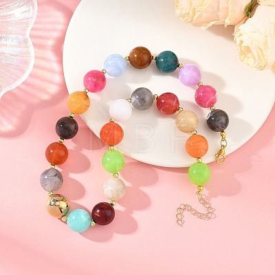 16MM Round Imitation Gemstone Acrylic Beaded Necklaces for Women NJEW-JN06481-1