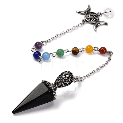 Natural & Synthetic Gemstone Pointed Hexagonal Cone Dowsing Pendulums G-Q184-03AS-1