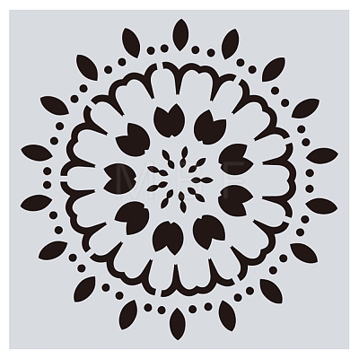 Flower Pattern Eco-Friendly PET Plastic Hollow Painting Silhouette Stencil DRAW-PW0008-02F-1