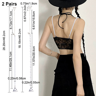 Gorgecraft 2 Pairs 2 Styles Plastic Imitation Pearl Chain Non-slip Bra Straps FIND-GF0005-27-1