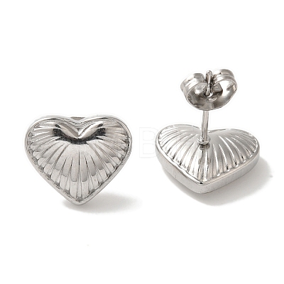 Non-Tarnish 304 Stainless Steel Heart Stud Earrings for Women EJEW-Z066-11P-1