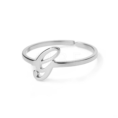 Adjustable 201 Stainless Steel Letter Open Cuff Rings for Women FS-WG61269-33-1