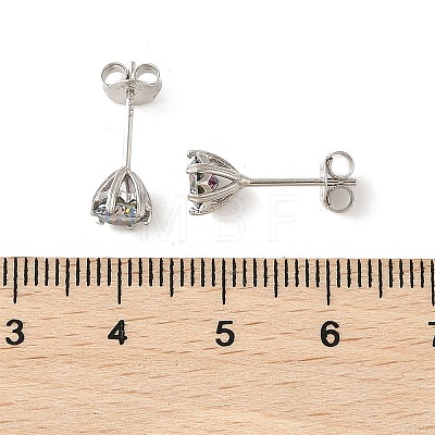 925 Sterling Silver Moissanite Rhinestone Stud Earrings EJEW-U042-05P-03-1