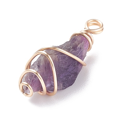 Rough Natural Amethyst Pendants PALLOY-JF01443-01-1