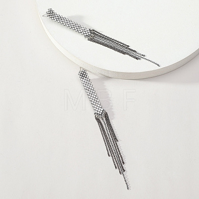 Cross Alloy Rhinestone Chain Tassel Stud Earrings WGF2F09-02-1
