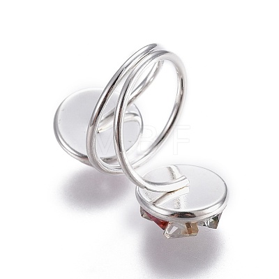 Electroplate Glass Cuff Rings RJEW-JR00248-05-1