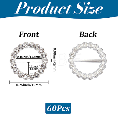 60Pcs Alloy Rhinestone Slider Buckles FIND-CY0001-93-1