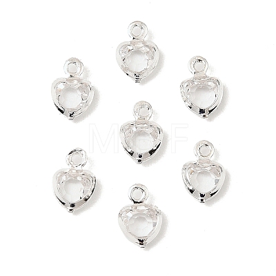 Heart Brass Glass Charms KK-S385-01S-07-1