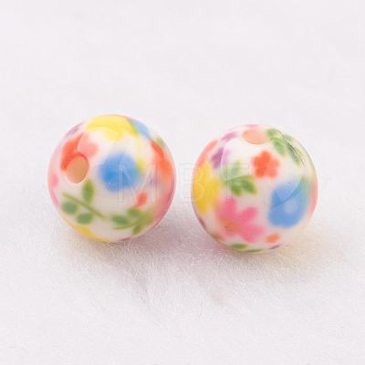 Spray Painted Resin Beads GLAA-F049-A16-1