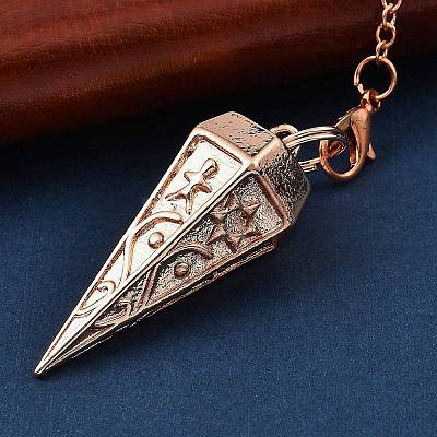 Rack Plating Brass Cone Dowsing Pendulum Pendants AJEW-G064-01RG-1