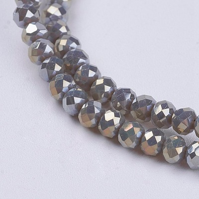 Electroplate Glass Beads Strands GLAA-F077-FR11-1