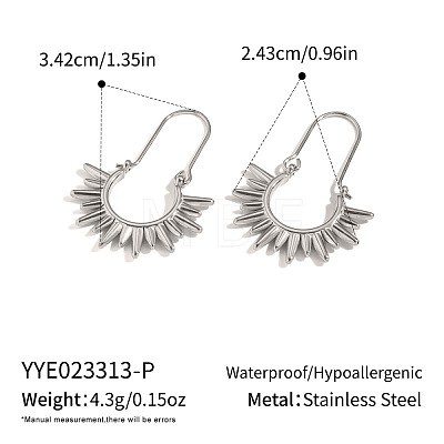 Vintage European Style Sun 304 Stainless Steel Hoop Earrings KG5327-2-1