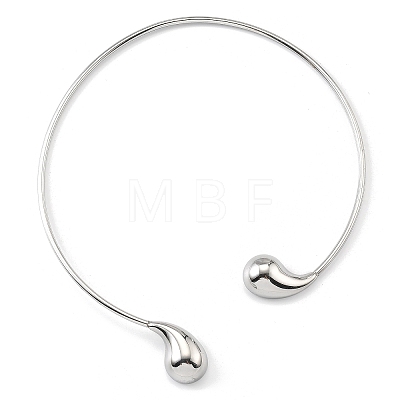 304 Stainless Steel Teardrop Open Cuff Choker Necklaces for Women NJEW-R003-01P-01-1