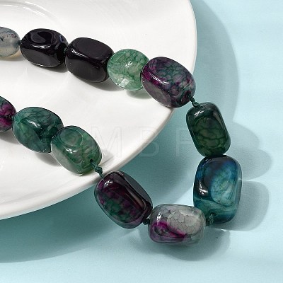 Dyed Natural Agate Cuboid Graduated Beaded Necklaces with Alloy Clasps NJEW-C113-01F-1