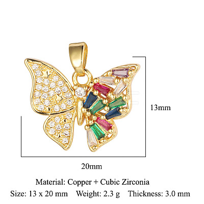 Brass Micro Pave Colorful Cubic Zirconia Pendants ZIRC-OY001-30-1