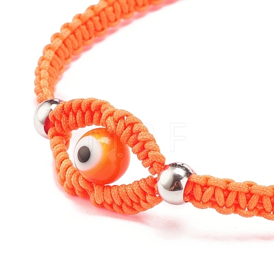 Lampwork Evil Eye Braided Bead Bracelet BJEW-JB07857-1