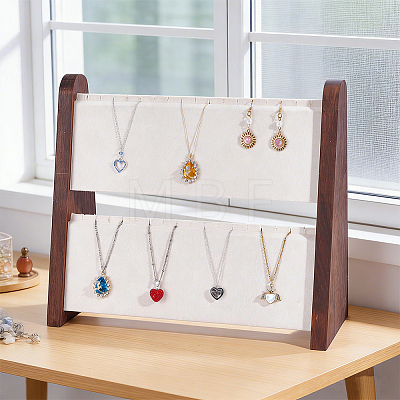 Double-Layer Wooden Jewelry Display Stand ODIS-WH0099-284A-1