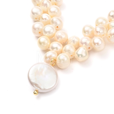 Natural Pearl & Baroque Pearl Keshi Pearl Beads Bib Necklace for Teen Girl Women NJEW-JN03714-1