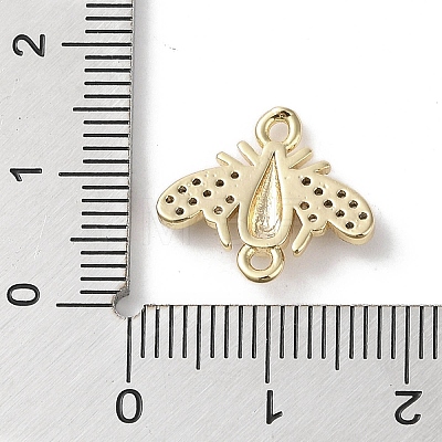 Brass Micro Pave Clear Cubic Zirconia Connector Charms KK-G491-43G-1