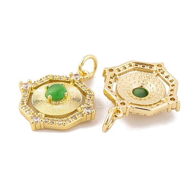 Rack Plating Brass Micro Pave Clear Cubic Zirconia Pendant X-KK-K367-13G-1