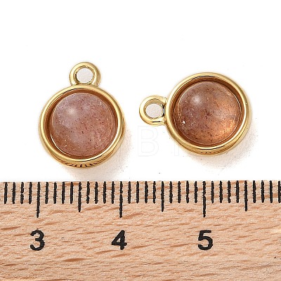 Natural Strawberry Quartz Half Round Charms STAS-L022-397A-G-1