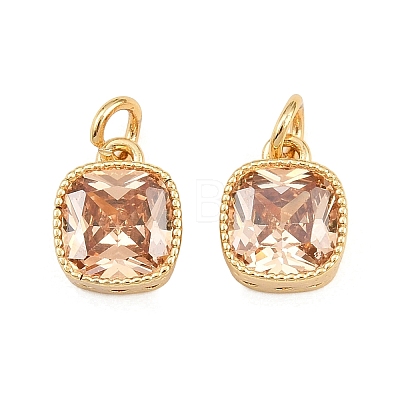 Brass Micro Pave Cubic Zirconia Charms KK-Q085-07G-02-1