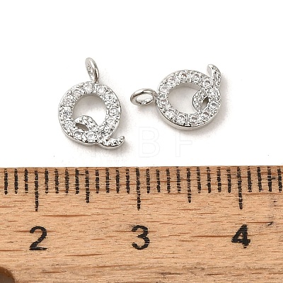 Initial Letter Brass Micro Pave Cubic Zirconia Pendants ZIRC-F008-Q-1