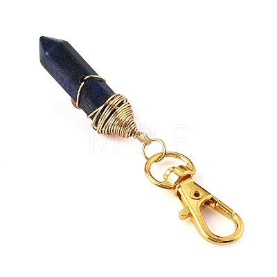 Natural Gemstone Pointed Cone Pendant Decorations HJEW-JM02990-02-1