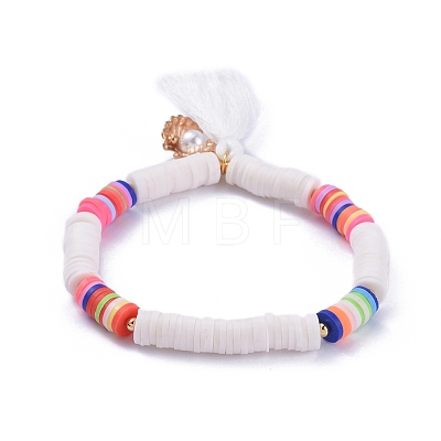 Handmade Polymer Clay Heishi Beads Stretch Bracelets BJEW-JB05088-1