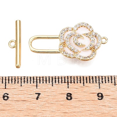 Brass Micro Pave Clear Cubic Zirconia Toggle Clasps KK-N054-143G-A-1