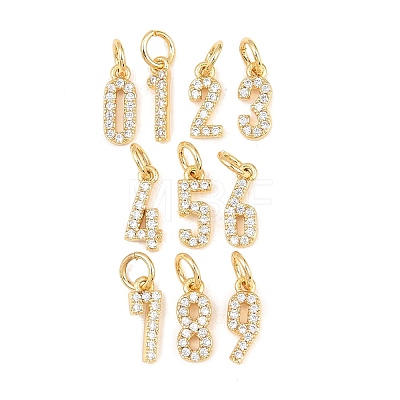 Brass Micro Pave Clear Cubic Zirconia Pendants KK-I478-01G-1