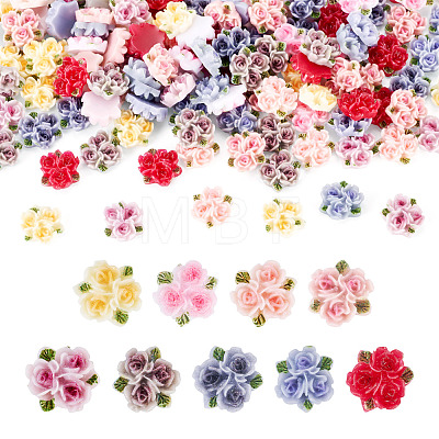 135Pcs 9 Colors Rose Flower Resin Cabochons MRMJ-TA0001-50-1