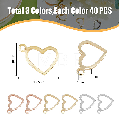 HOBBIESAY 120Pcs 3 Colors 304 Stainless Steel Charms STAS-HY0001-45-1