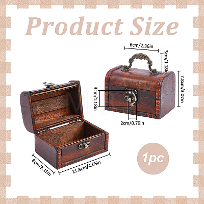 Retro Rectangle Wooden Storage Treasure Chests for Trinkets AJEW-WH0871-84A-1