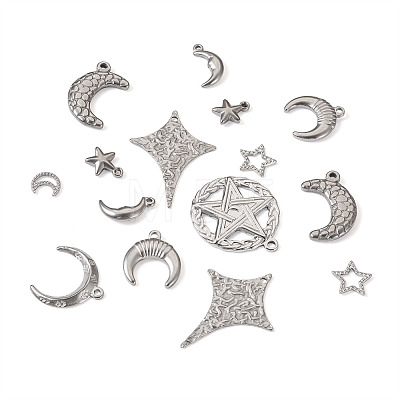 18Pcs 9 Styles 304 Stainless Steel Pendants STAS-TA0001-84-1