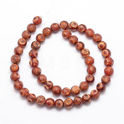 Tibetan Style 3-Eye dZi Beads  G-K166-02-8mm-L2-07-1