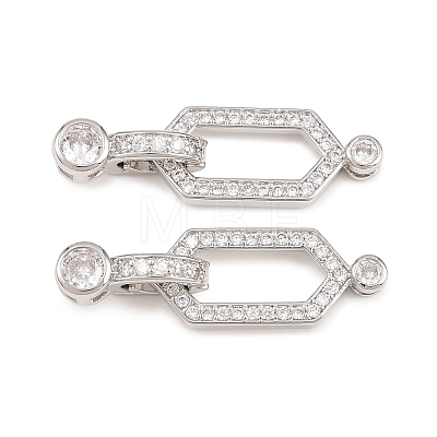 Brass Micro Pave Clear Cubic Zirconia Fold Over Clasps KK-U059-69P-1
